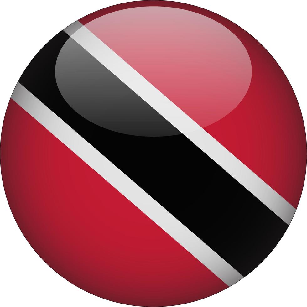 trinidad y tobago, 3d, redondeado, bandera nacional, botón, icono vector