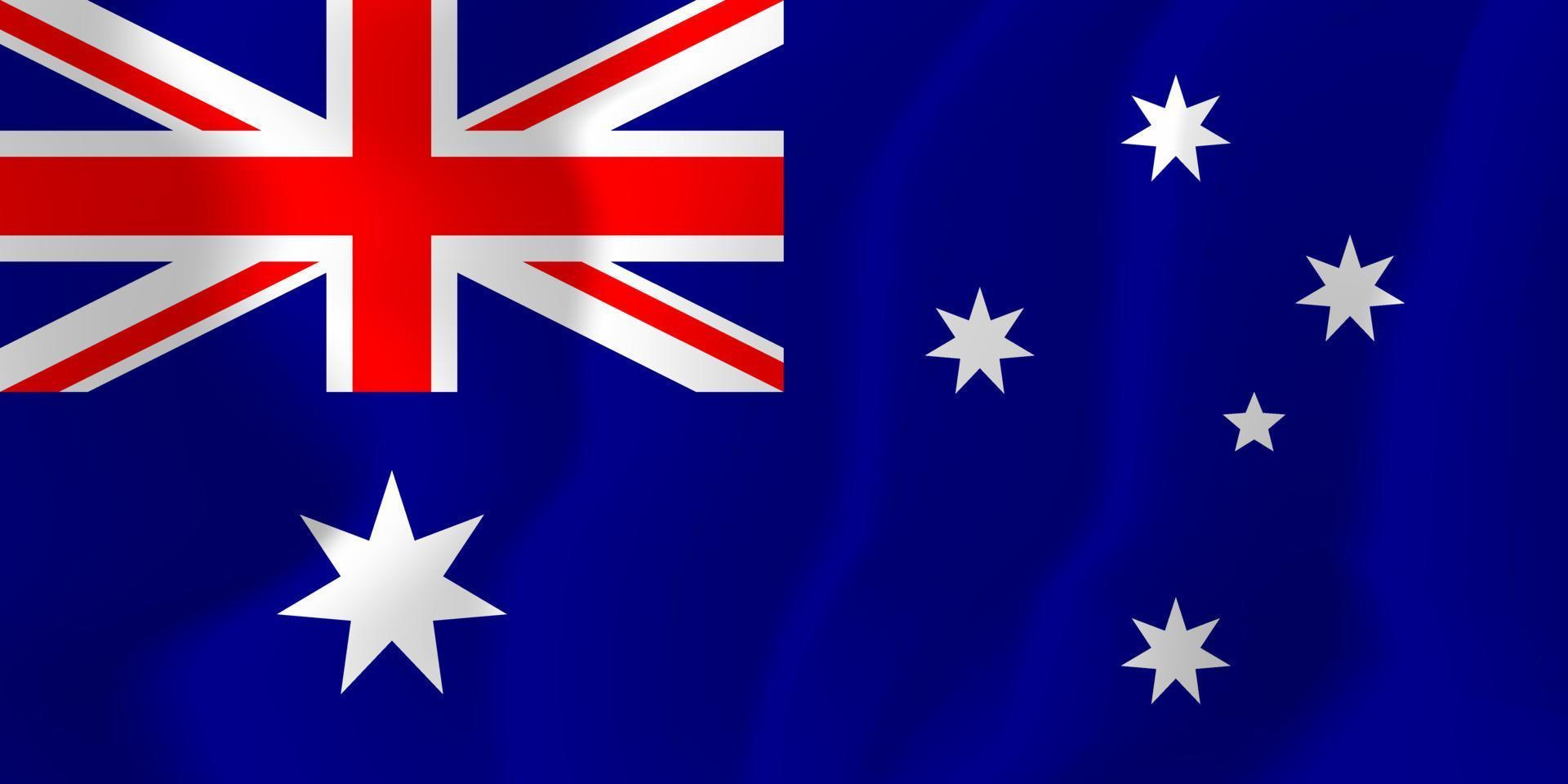 ilustración de fondo ondeando la bandera nacional de australia vector