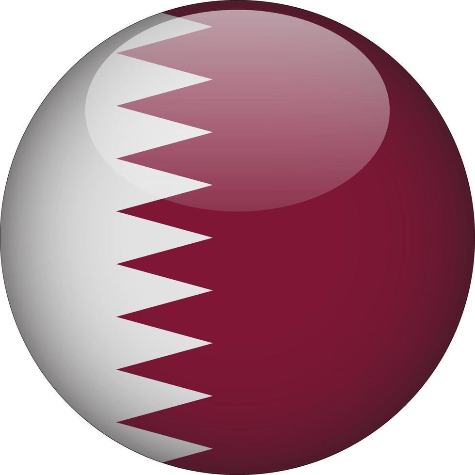 Qatar 3D Rounded National Flag Button Icon vector
