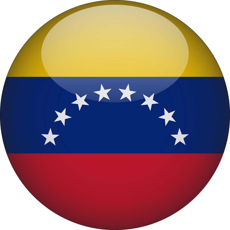 Venezuela 3D Rounded National Flag Button Icon vector