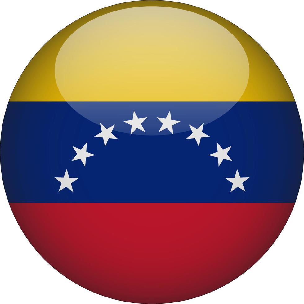 Venezuela 3D Rounded National Flag Button Icon vector