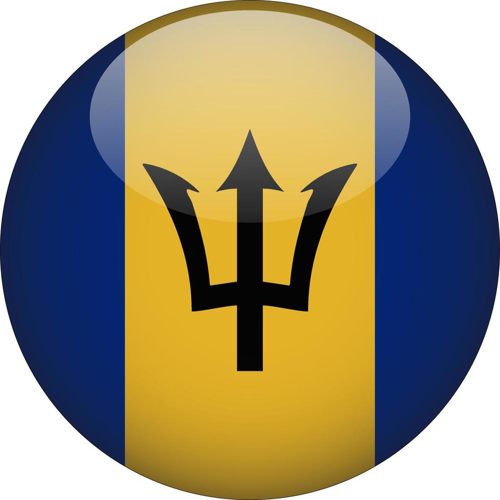 Barbados 3D Rounded National Flag Button Icon Illustration vector