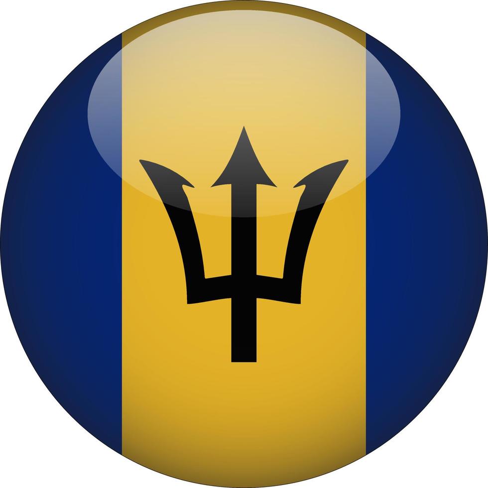 Barbados 3D Rounded National Flag Button Icon Illustration vector