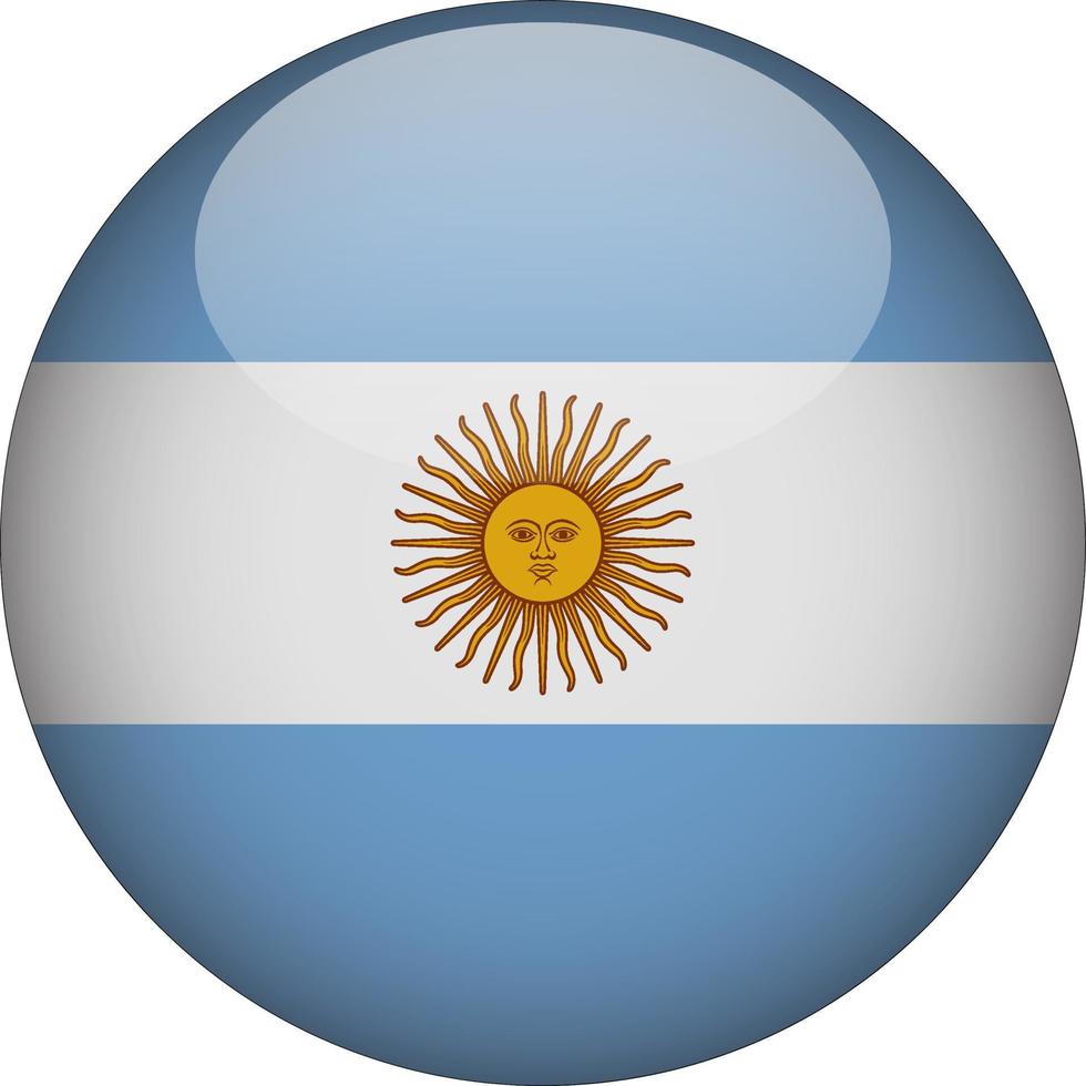 Argentina 3D Rounded National Flag Button Icon Illustration vector