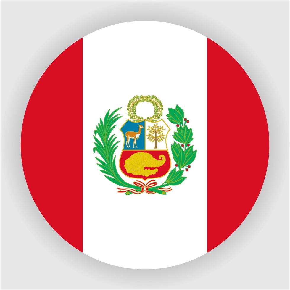 Peru Flat Rounded National Flag Icon Vector