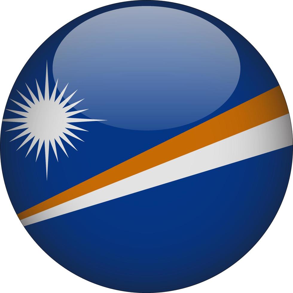 Marshall Islands 3D Rounded National Flag Button Icon Illustration vector