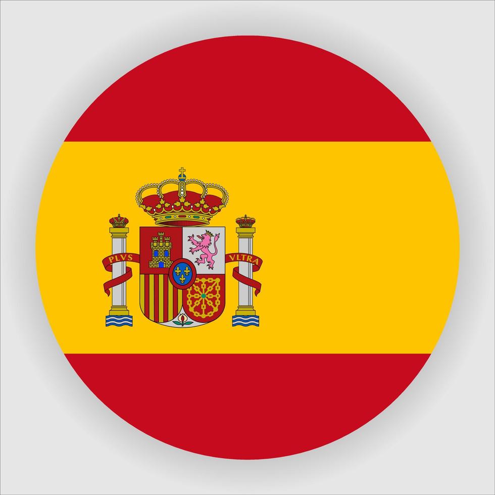 Spain Flat Rounded National Flag Icon Vector