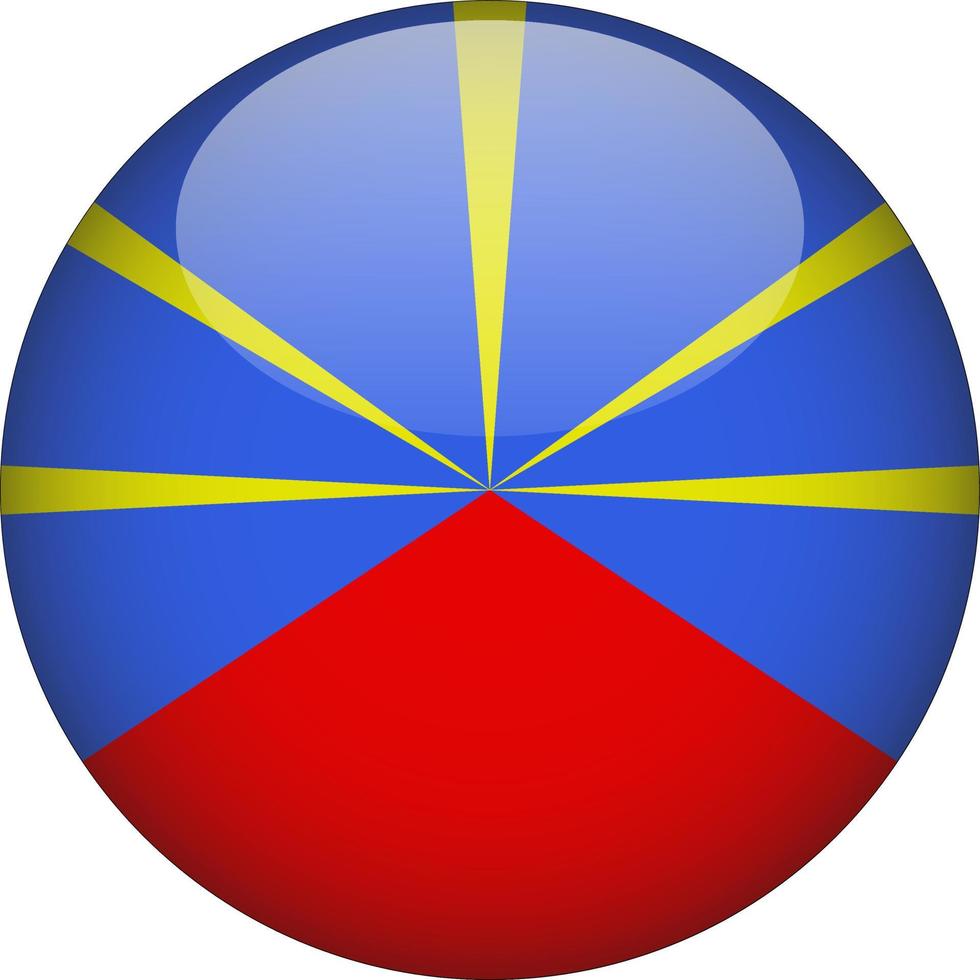 Reunion 3D Rounded National Flag Button Icon vector