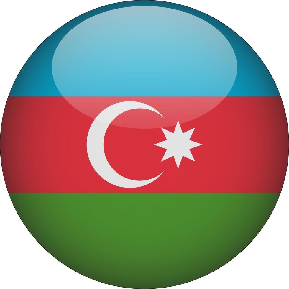 Azerbaijan 3D Rounded National Flag Button Icon Illustration vector