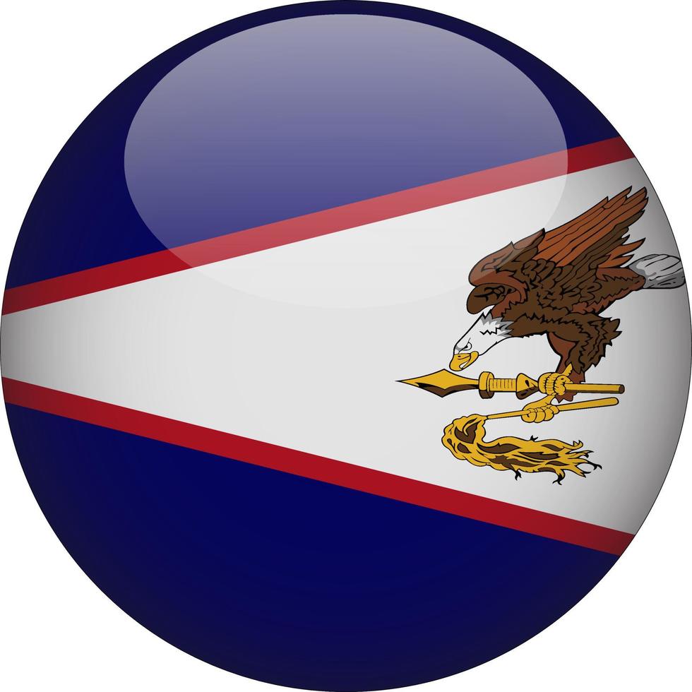 American Samoa 3D Rounded National Flag Button Icon Illustration vector