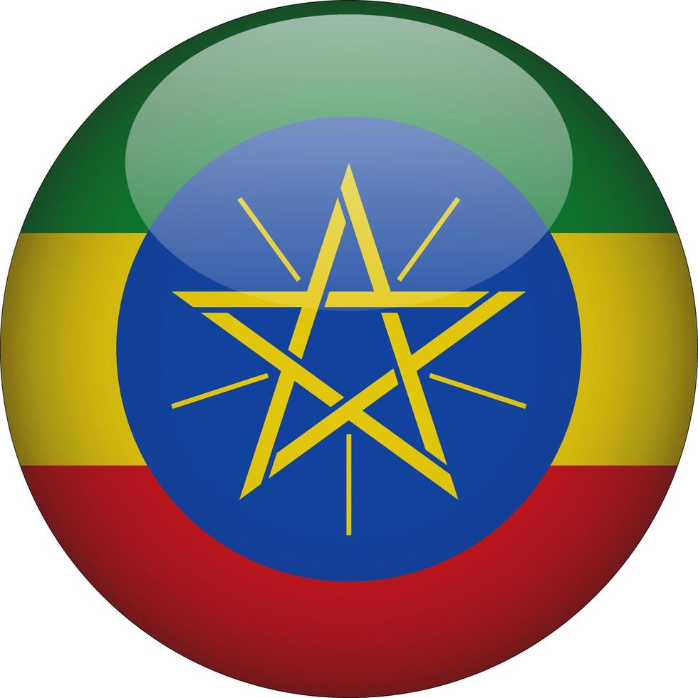 Ethiopia 3D Rounded National Flag Button Icon Illustration vector