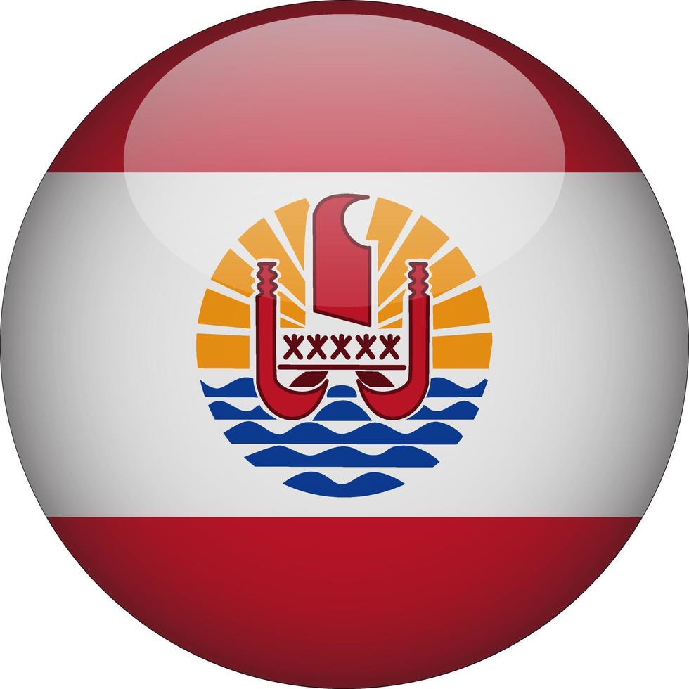 French Polynesia 3D Rounded National Flag Button Icon Illustration vector