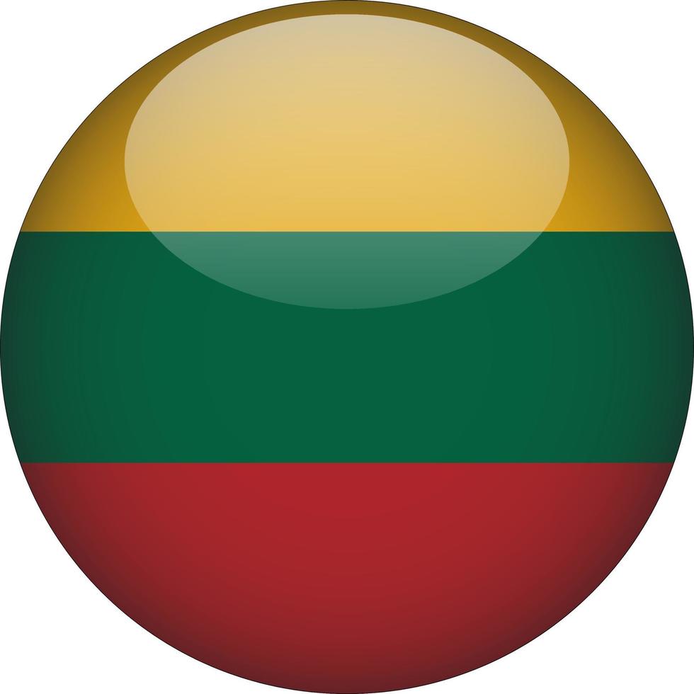 Lithuania 3D Rounded National Flag Button Icon Illustration vector