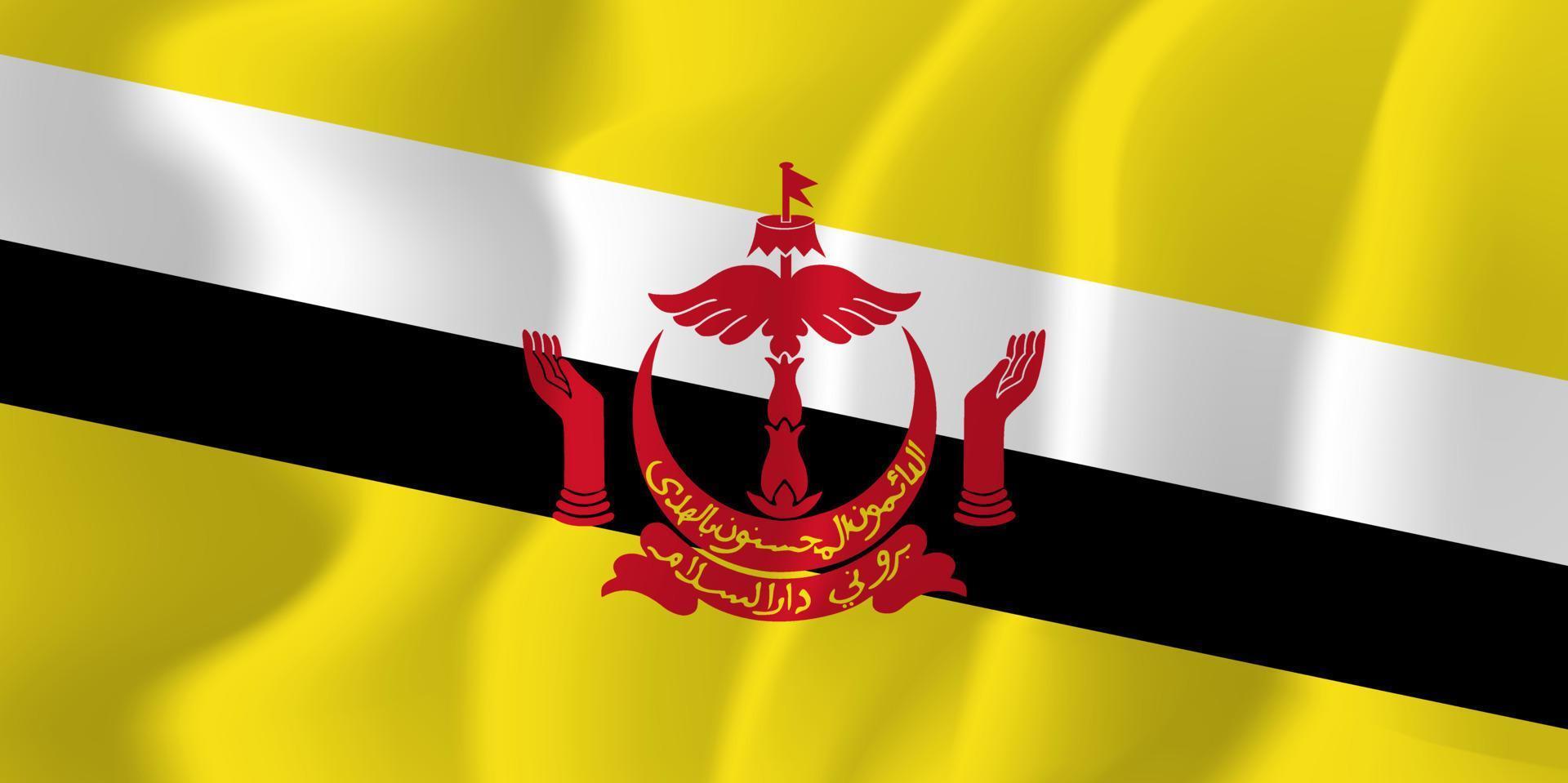 Brunei National Flag Waving Background Illustration vector