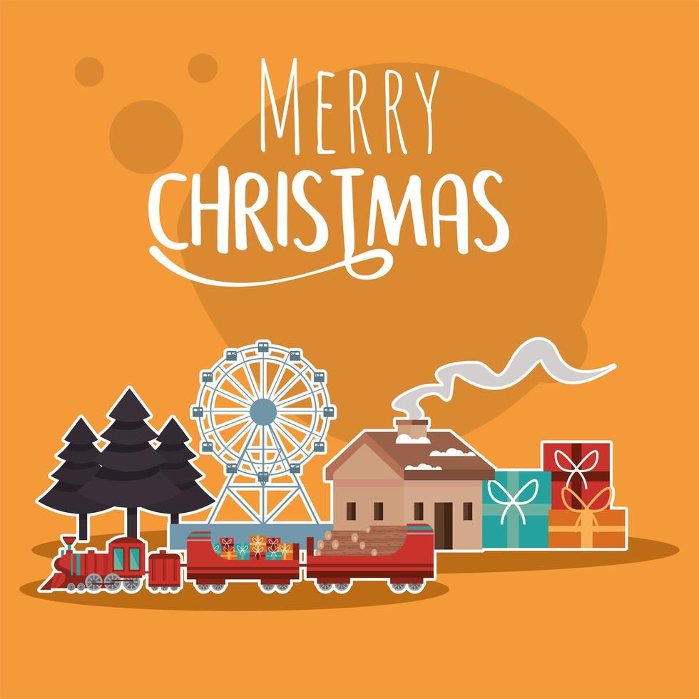 merry christmas city scene vector