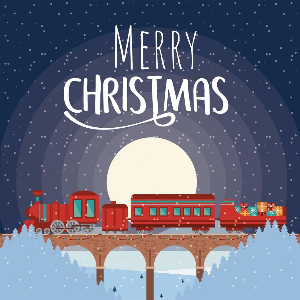 feliz navidad escena del tren vector