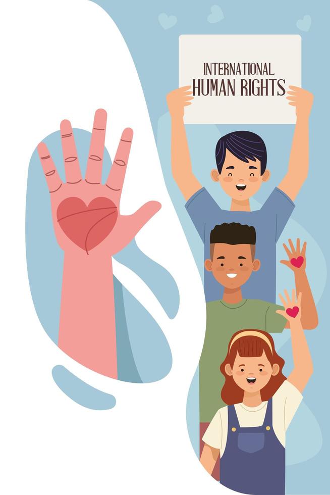 human rights interracial activists vector