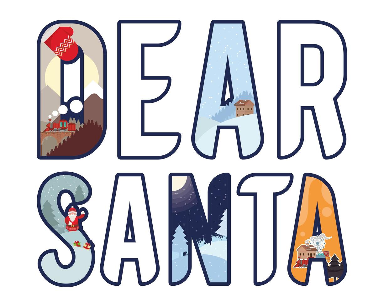 dear santa lettering vector