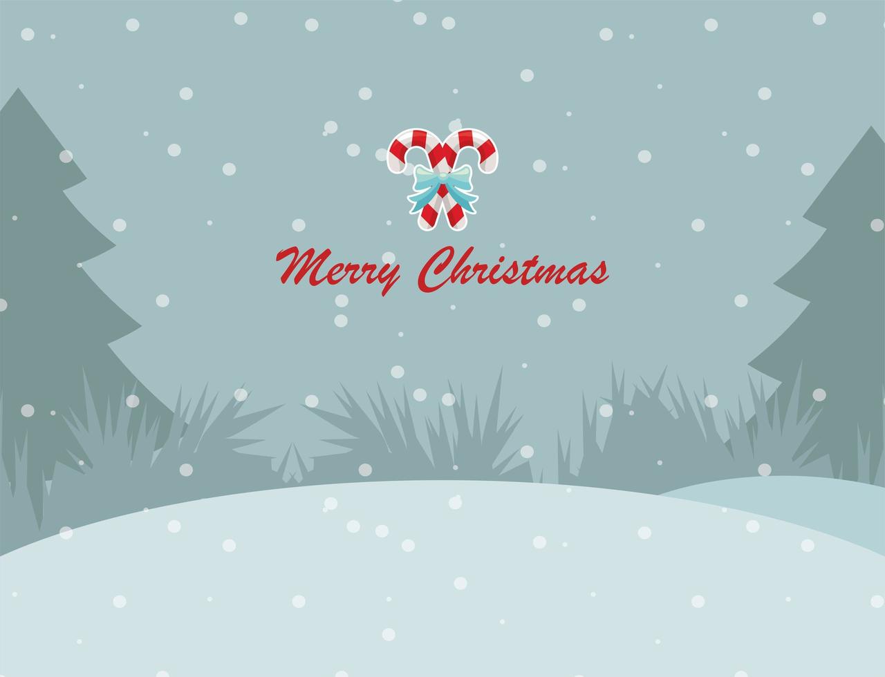 christmas snowscape with canes vector