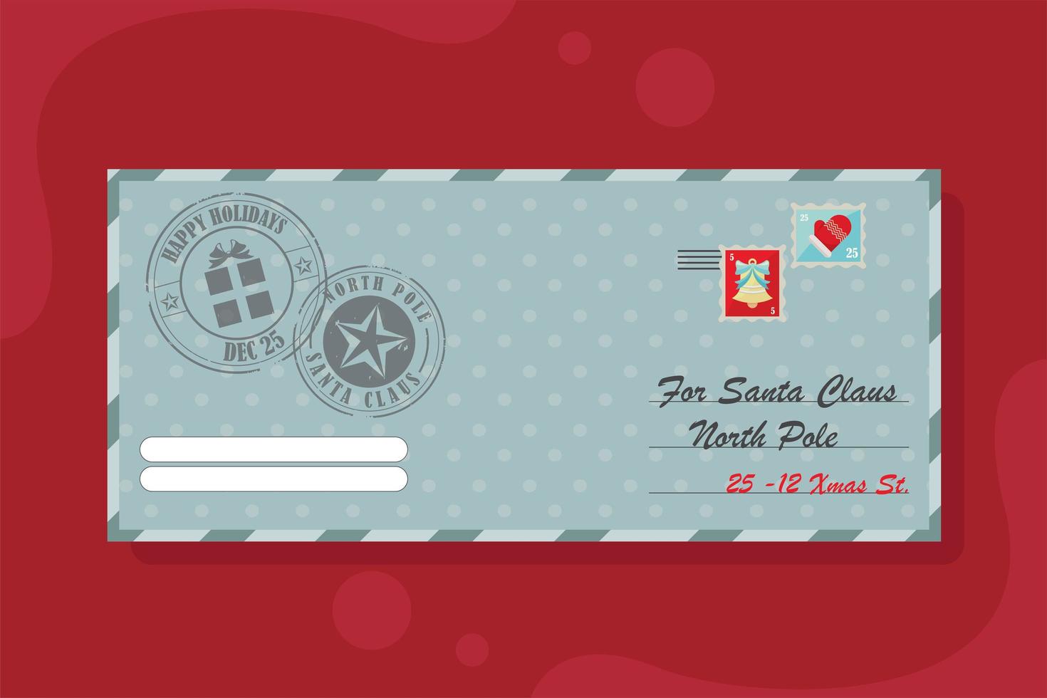 gray santa letter envelope vector