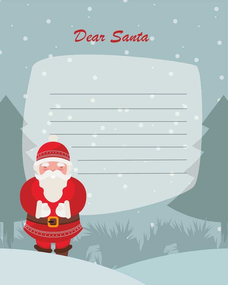 christmas letter with santa vector