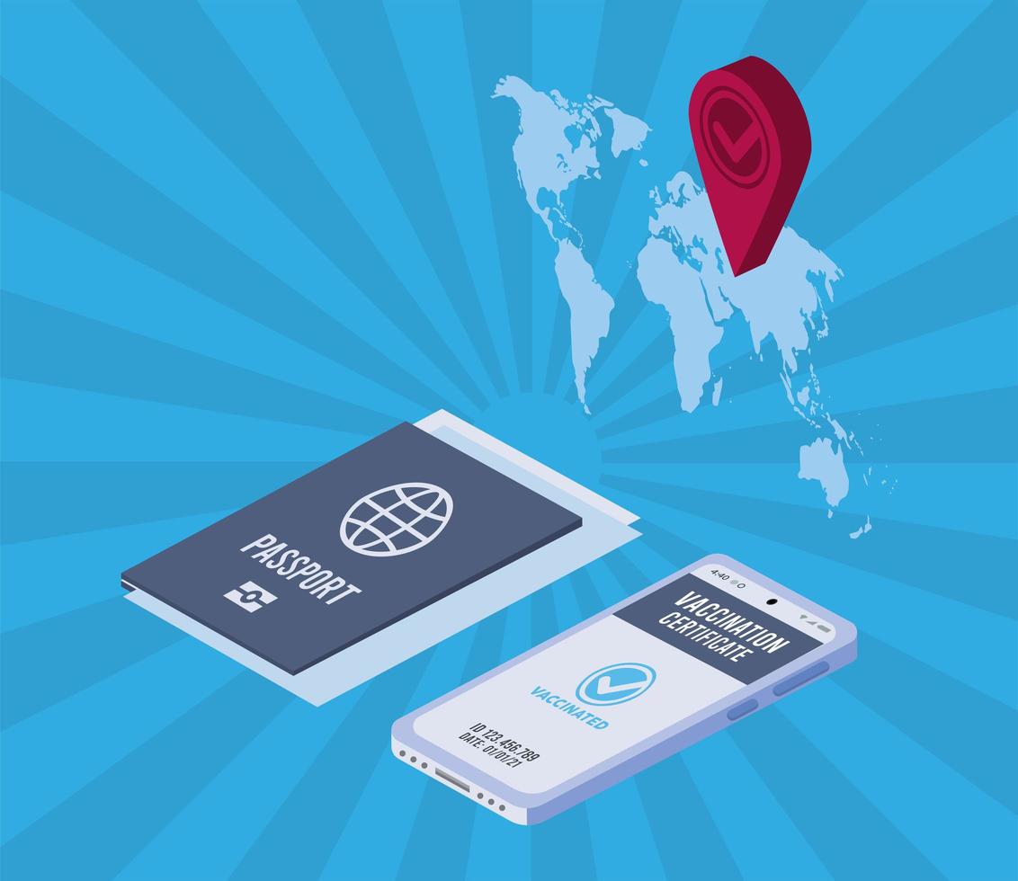 pasaporte para teléfonos inteligentes y vacunas vector