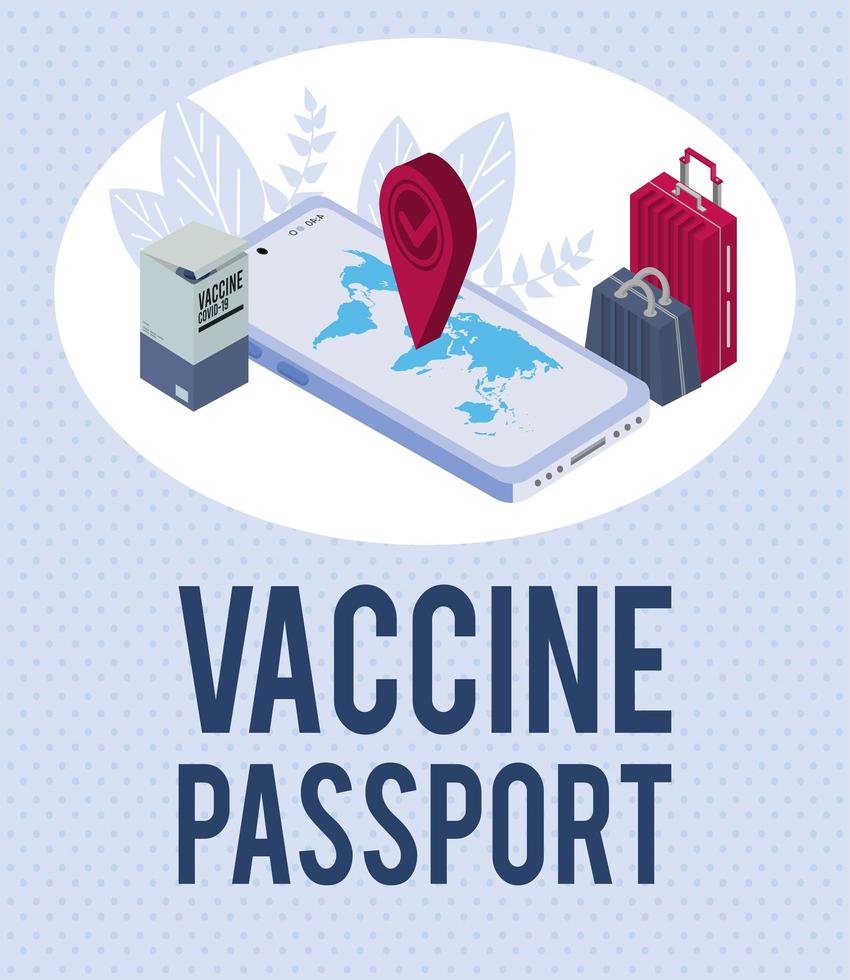 vaccine passport lettering vector
