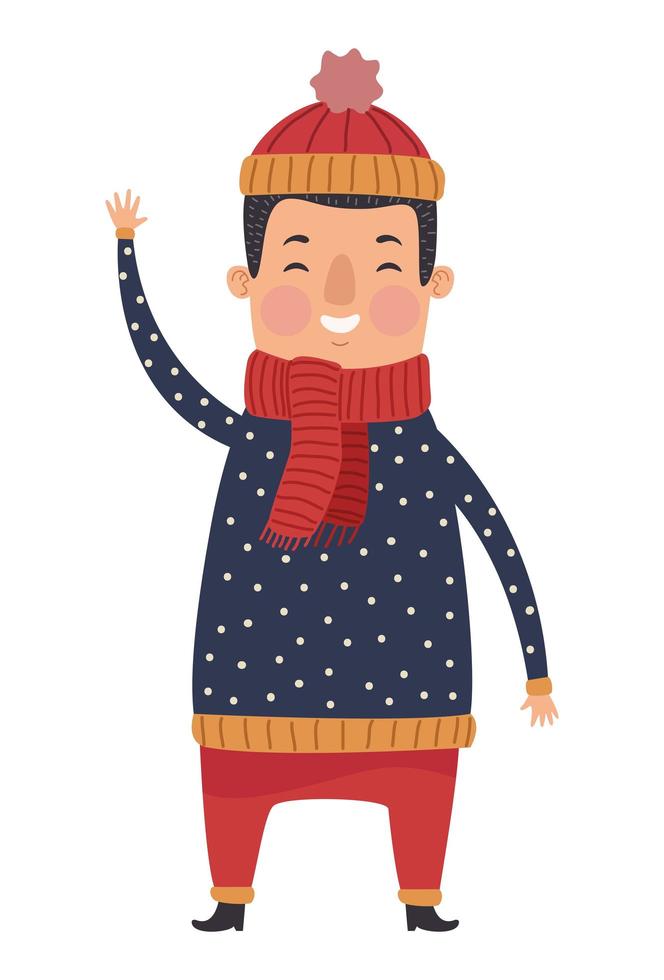 man wearing winter clothes vector