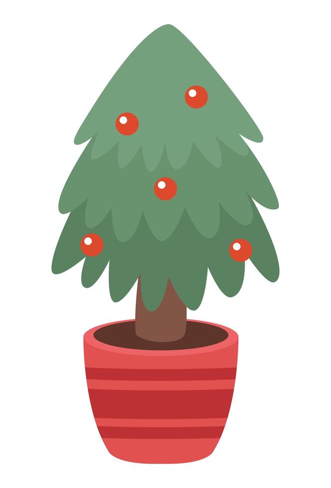 christmas pine in pot vector