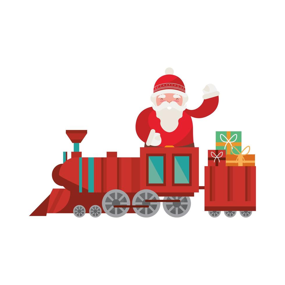 santa claus in train vector