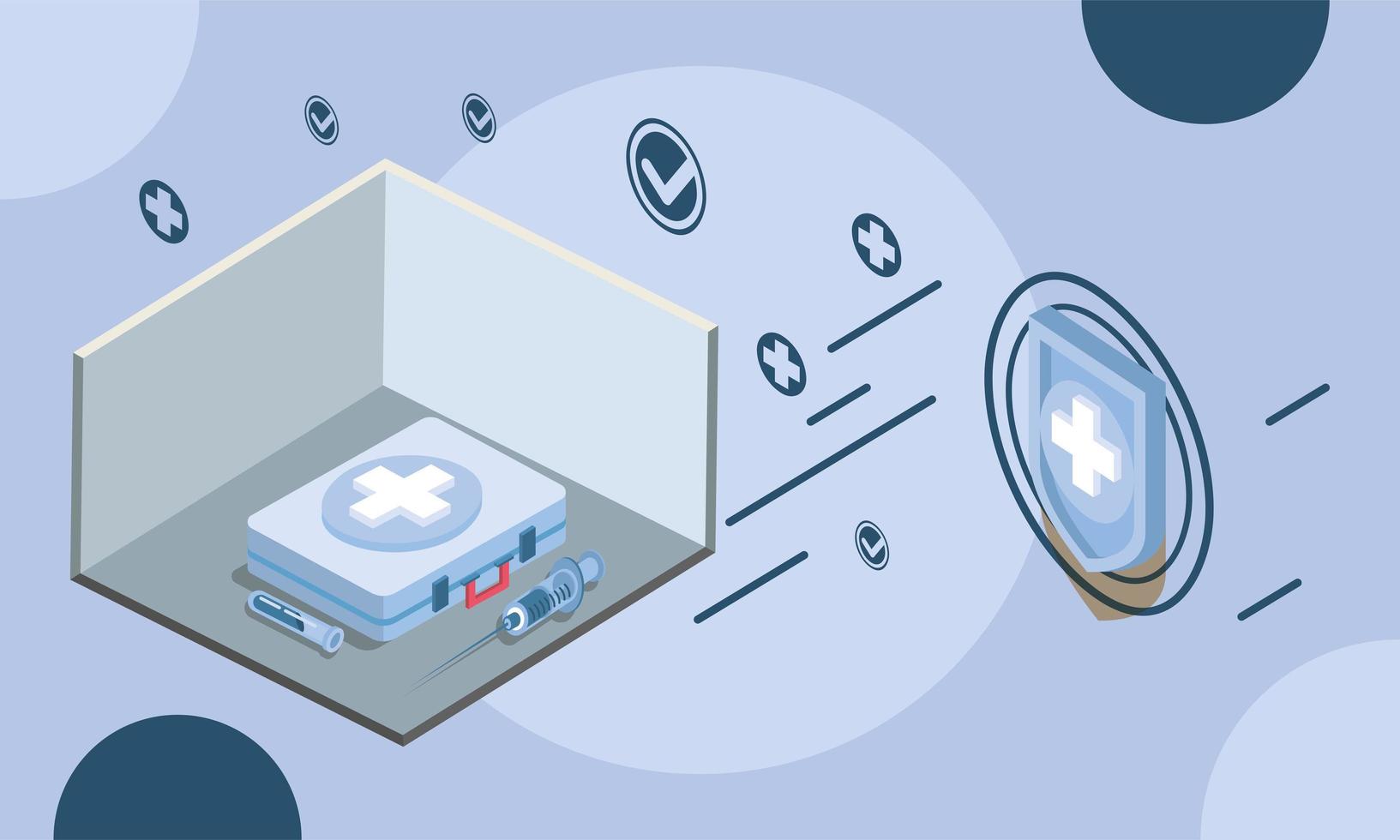 covid19 vaccine isometric icons vector