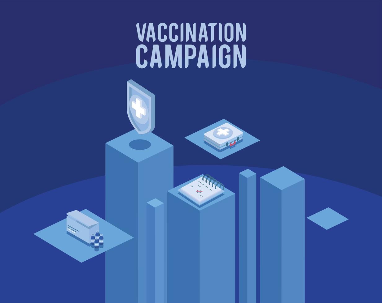 vaccination campaign with calendar vector