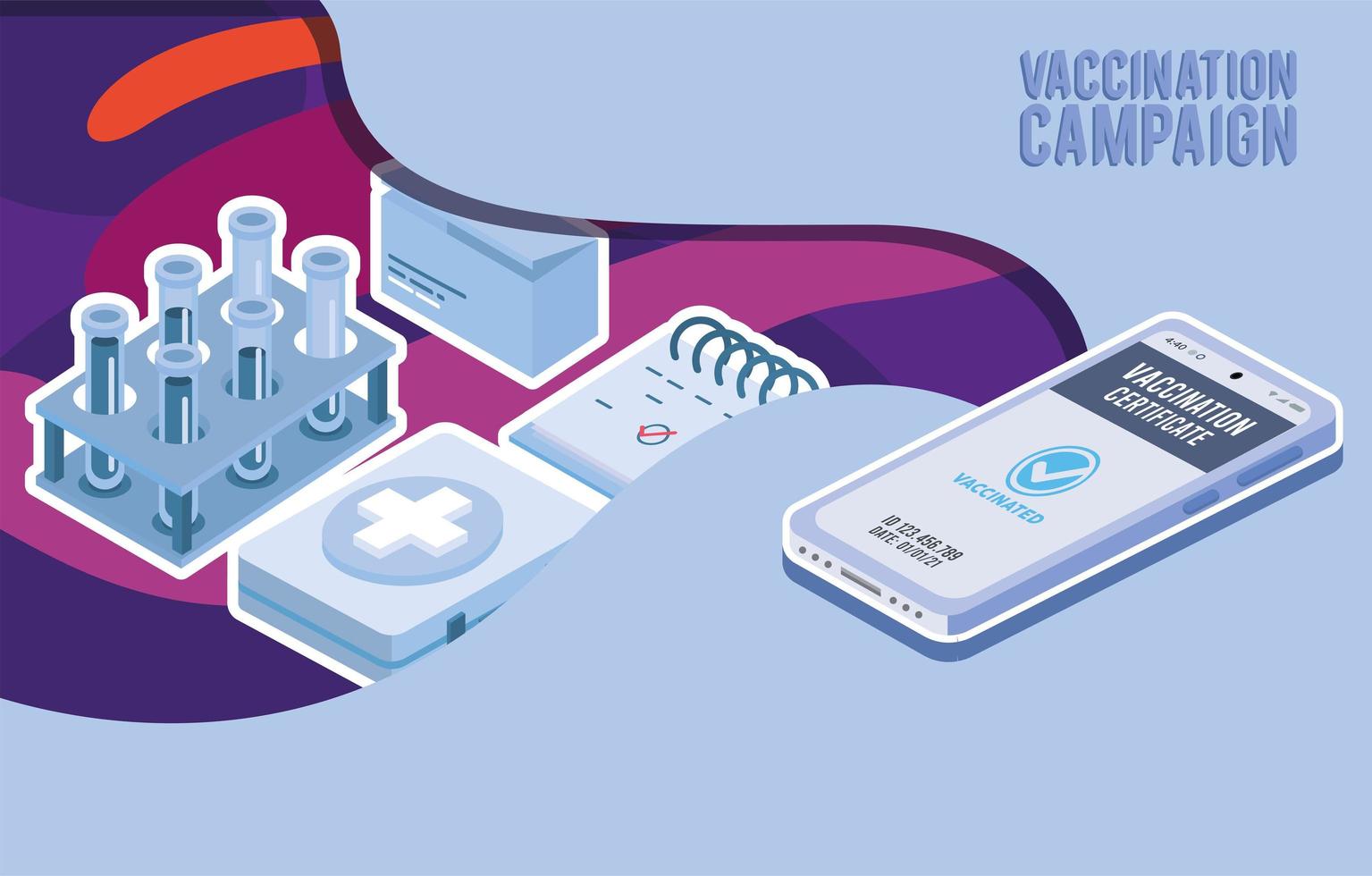 vaccination campaign and smartphone vector