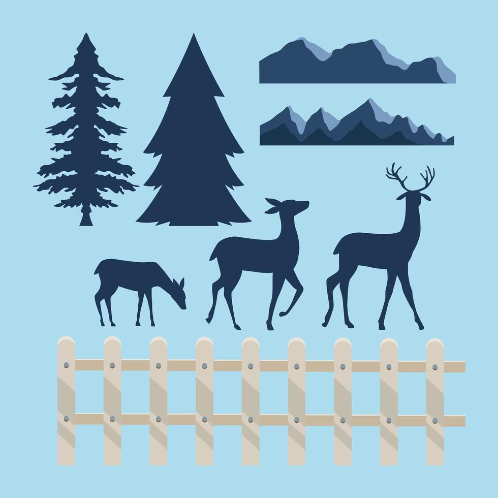 eight winter season icons vector