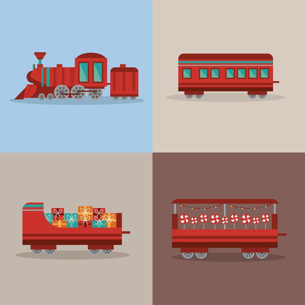 christmas train four wagons vector