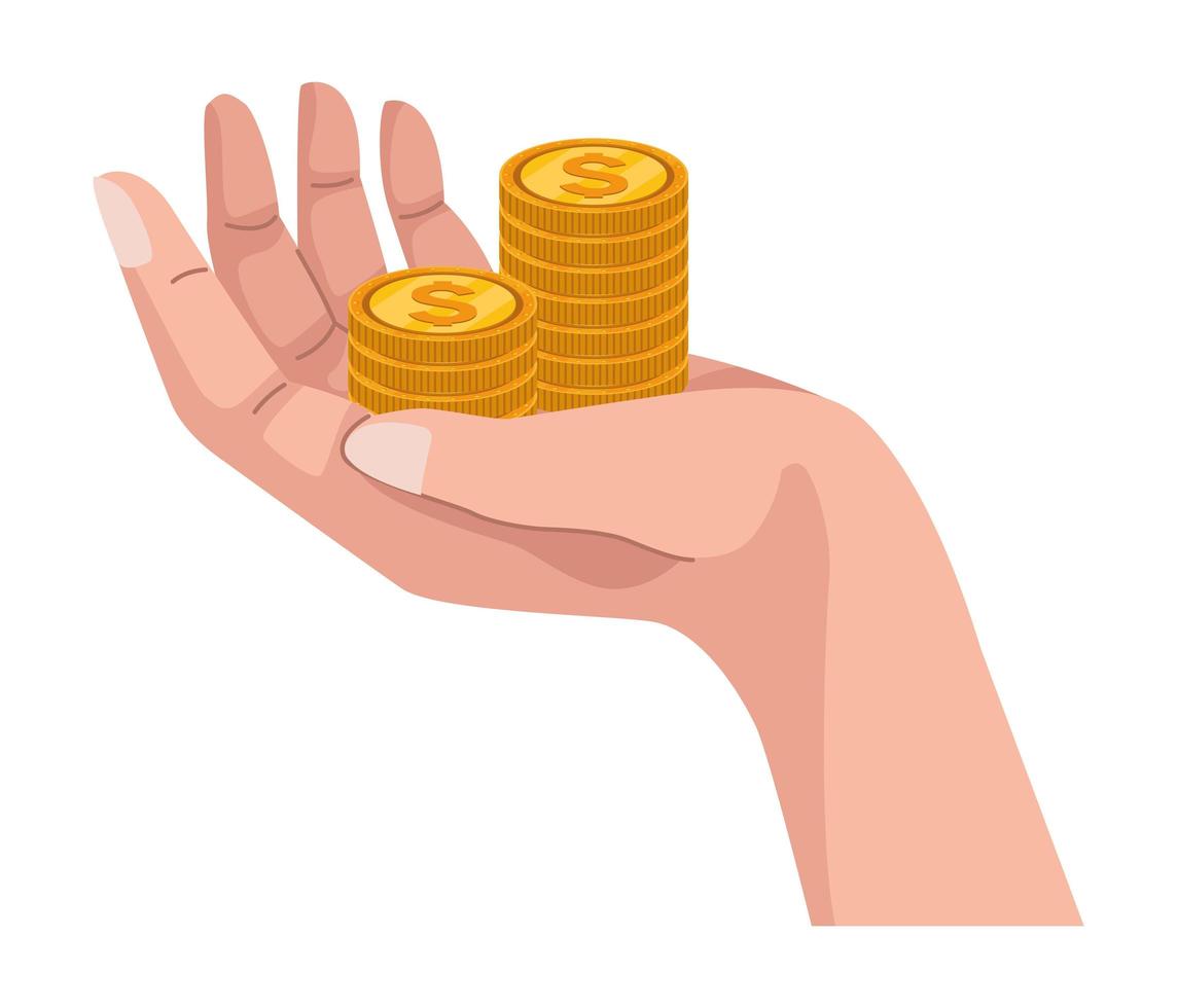 hand with coins vector