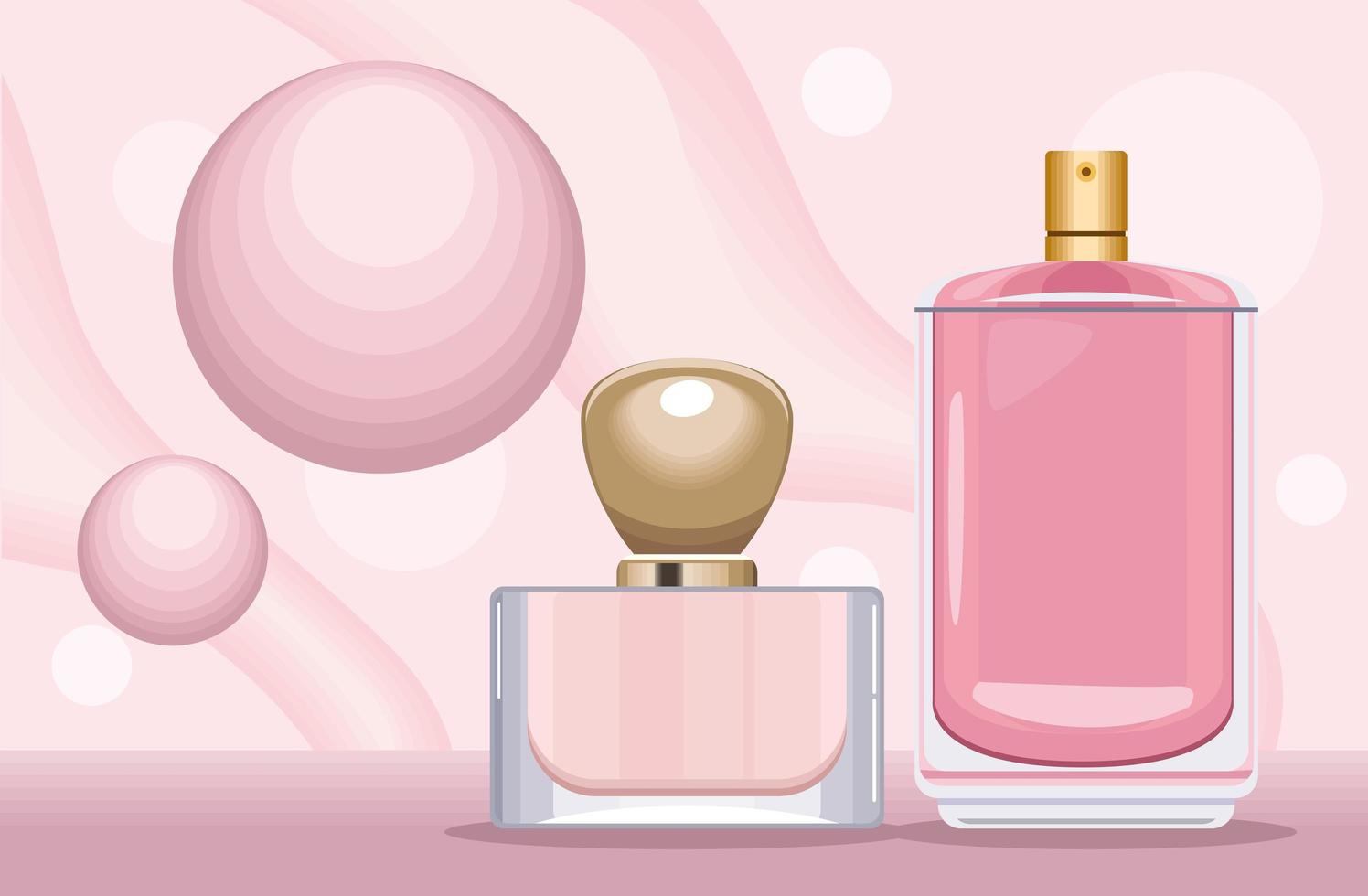 two pink perfumes vector