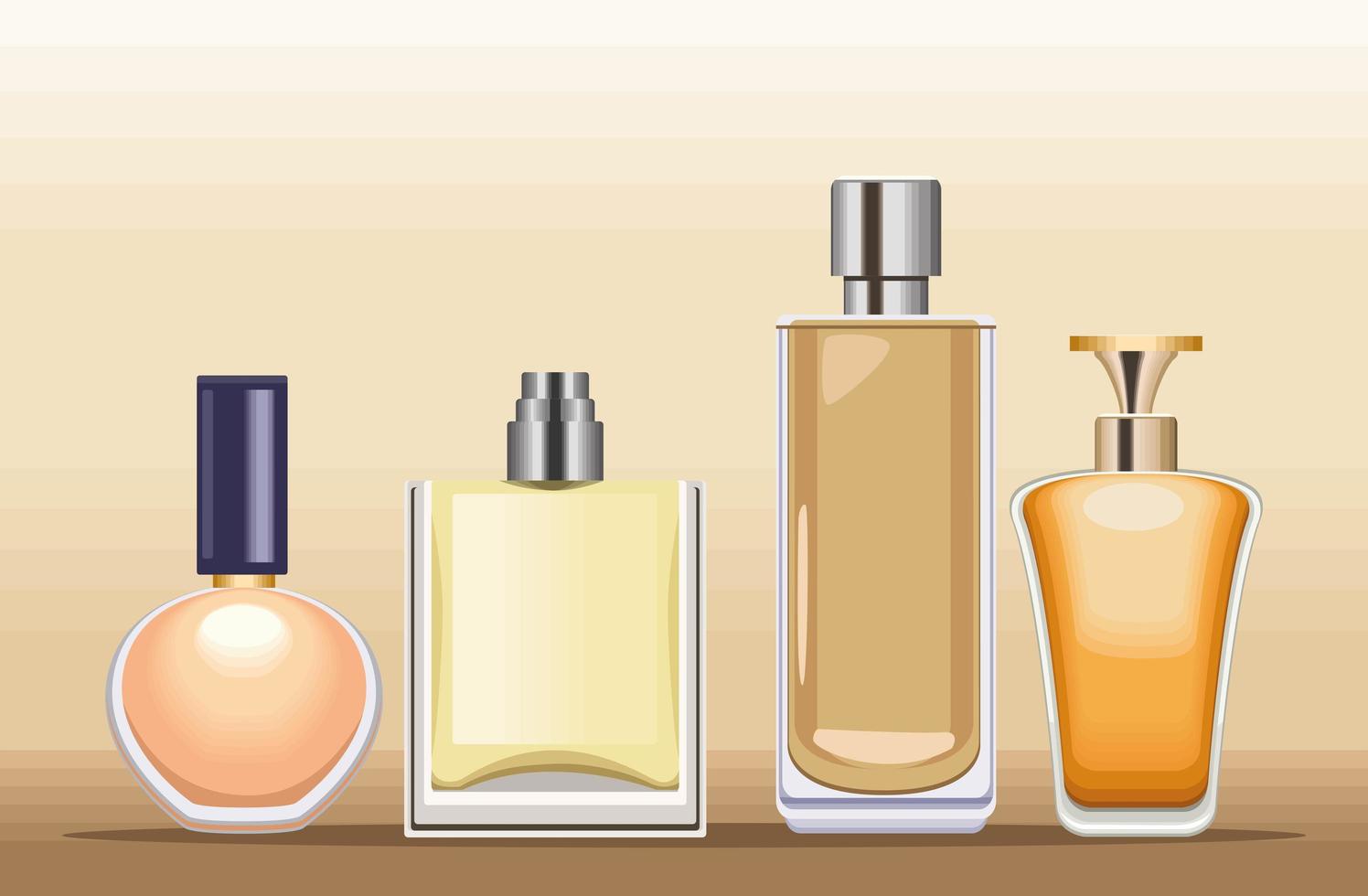 four perfumes bottles vector