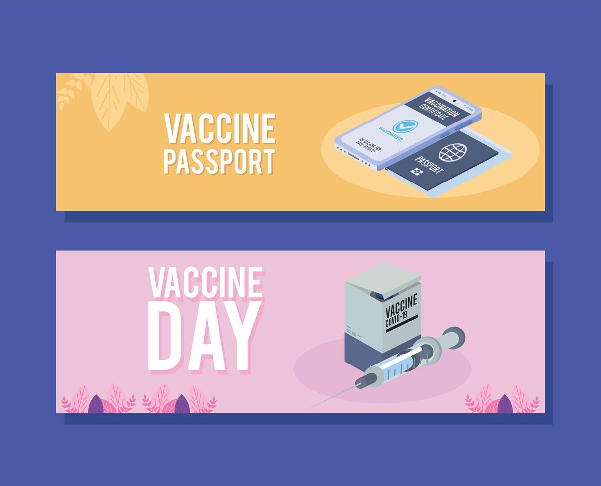 vaccine passport and day vector