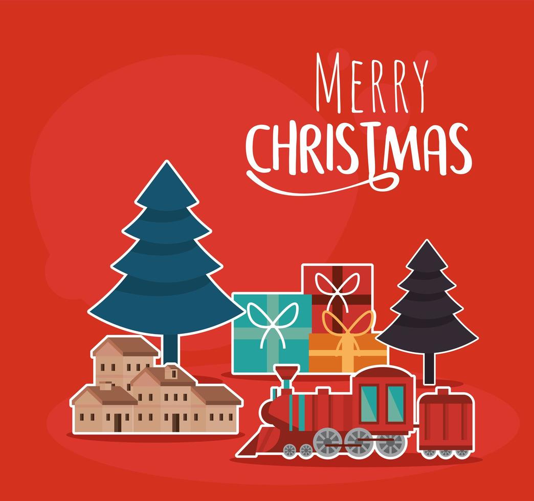 happy merry christmas postcard vector