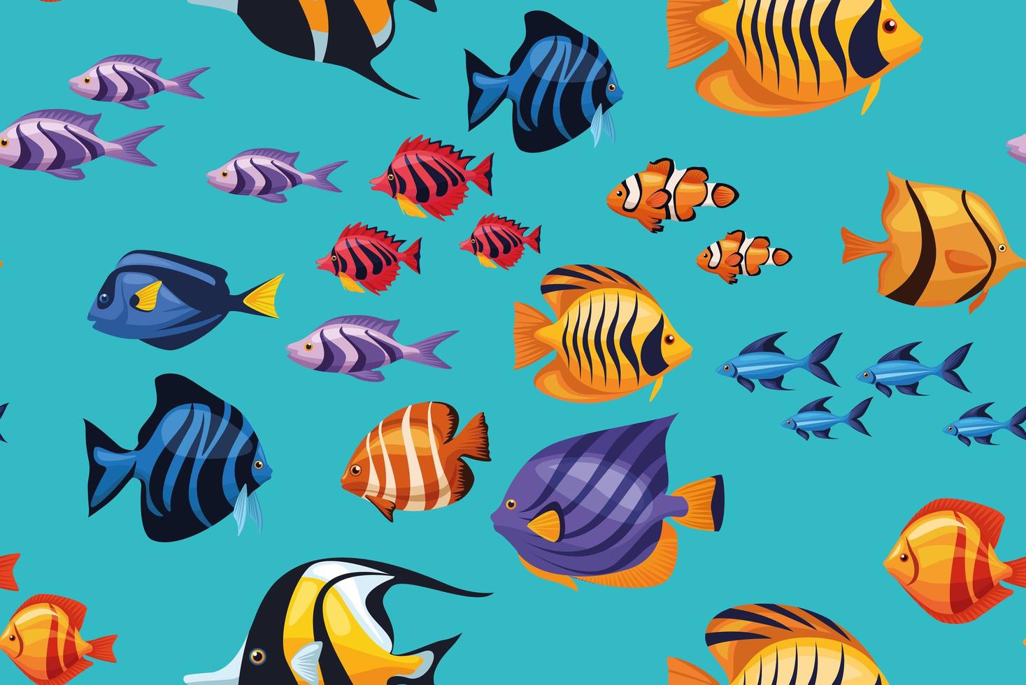 group of exotic fishes vector