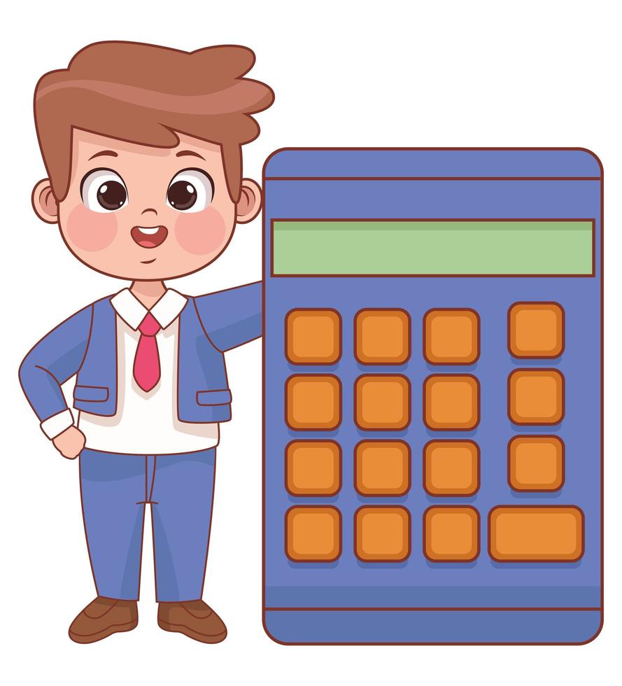 schoolboy with calculator vector