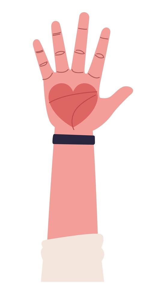 hand with heart love vector