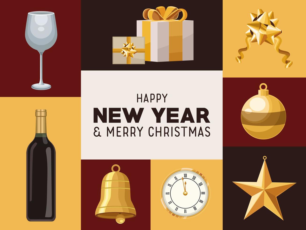 seven happy new year icons vector