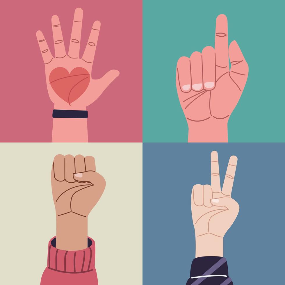 human rights four hands vector