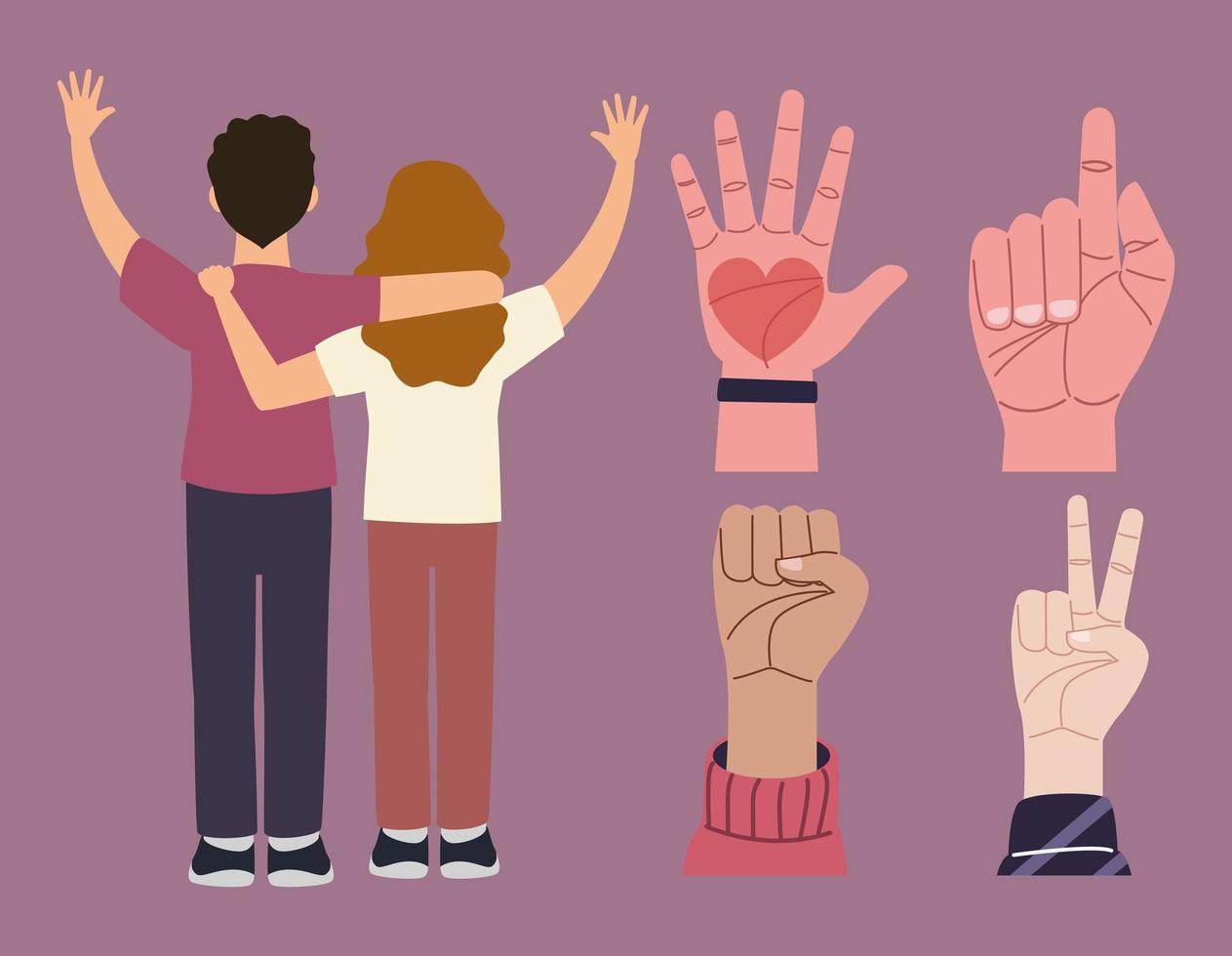 human rights five icons vector