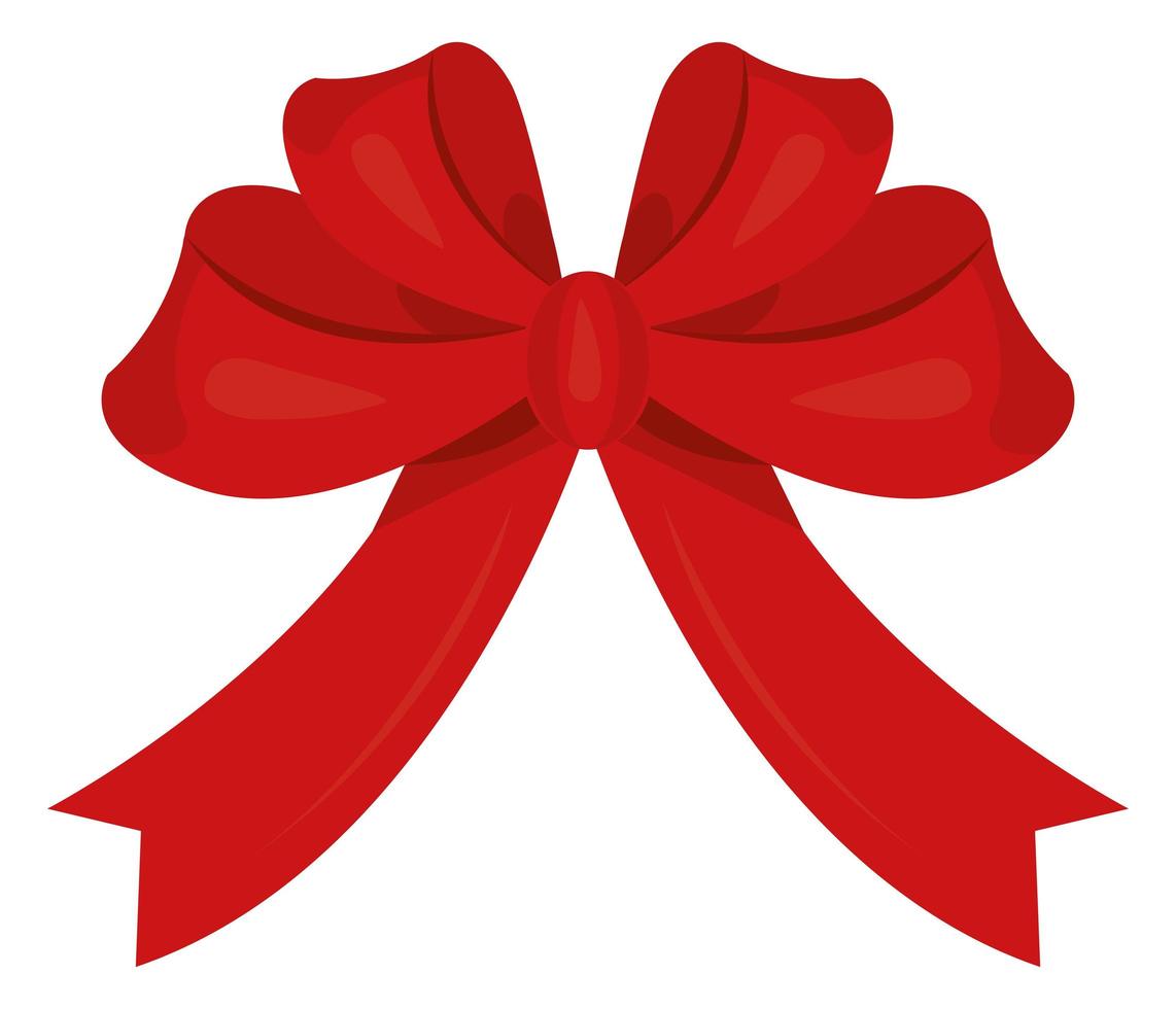 red ribbon bow decoration vector