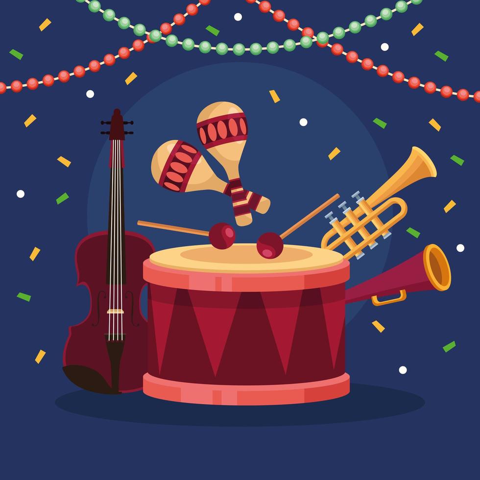 carnival celebration instruments 4713733 Vector Art at Vecteezy