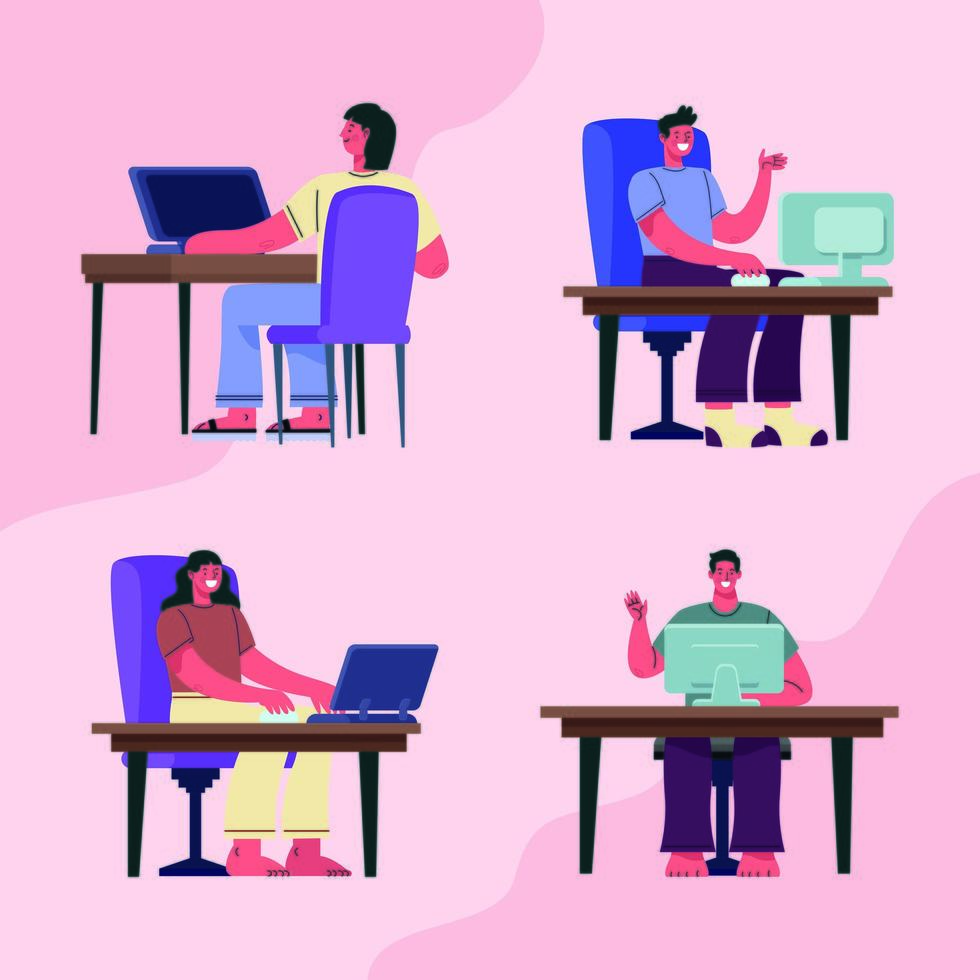 young persons using computers vector