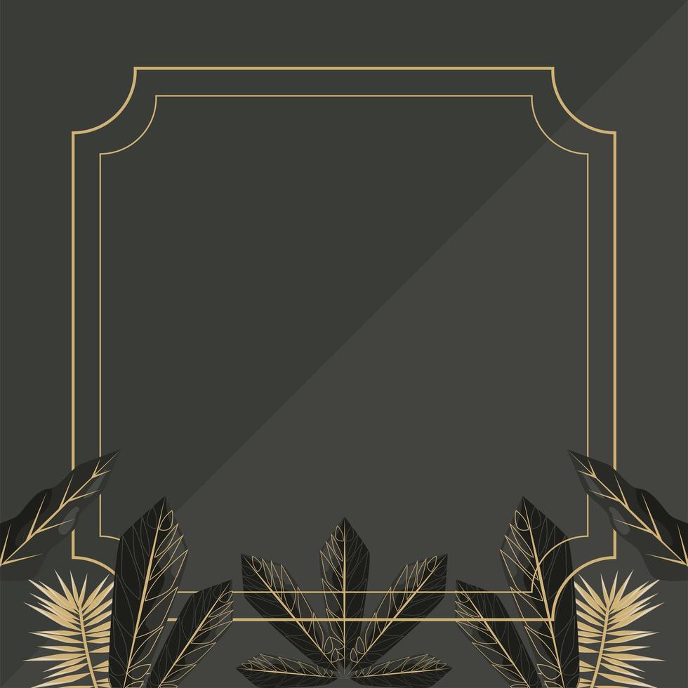 leafs in square frame vector